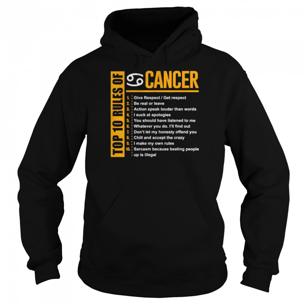 Top 10 rules of cancer shirt Unisex Hoodie