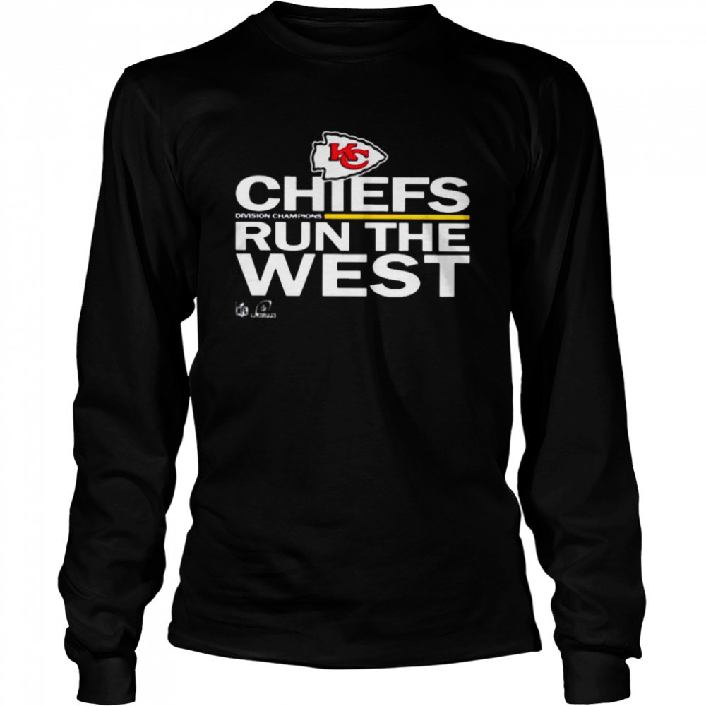 Chiefs run the west shirt Kansas city Chiefs red 2021 afc west division champions trophy shirt Long Sleeved T-shirt