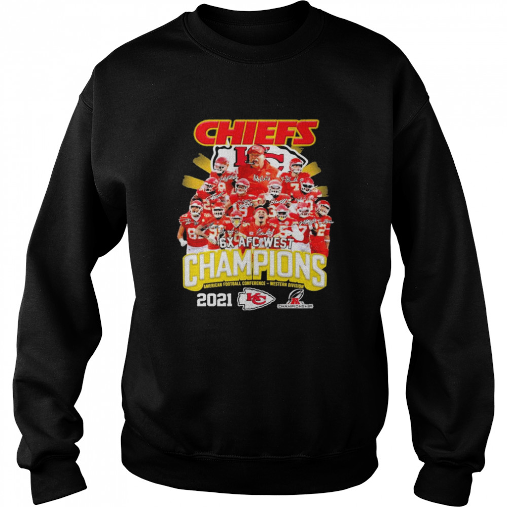 Chiefs Team 6X AFC West Champions 2021 AFC Western Division Championship  Signatures shirt