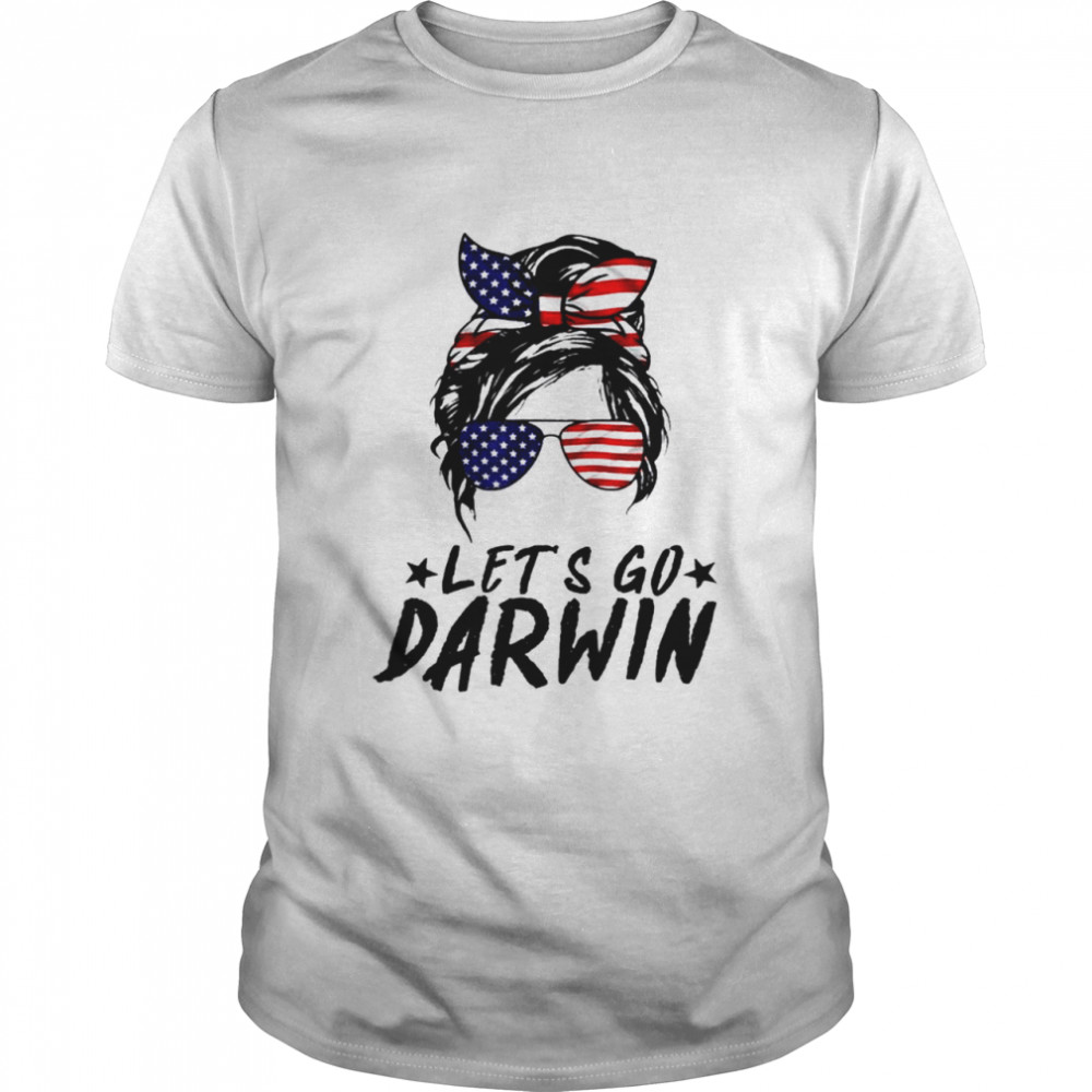 Lets Go Darwin Messy Bun American Flag Classic Men's T-shirt