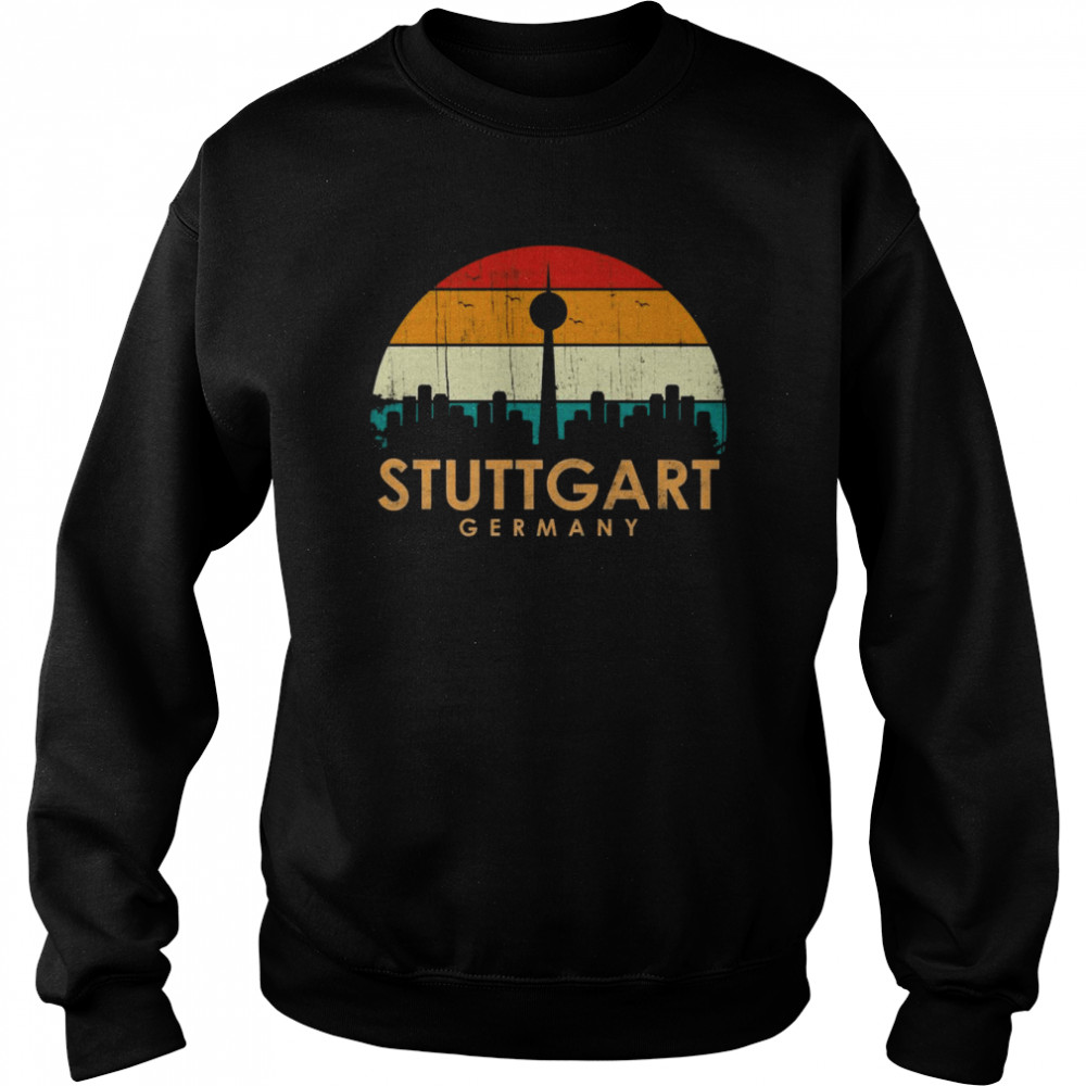 Vintage Retro Style Landscape SunSkyline Stuttgart Germany Unisex Sweatshirt