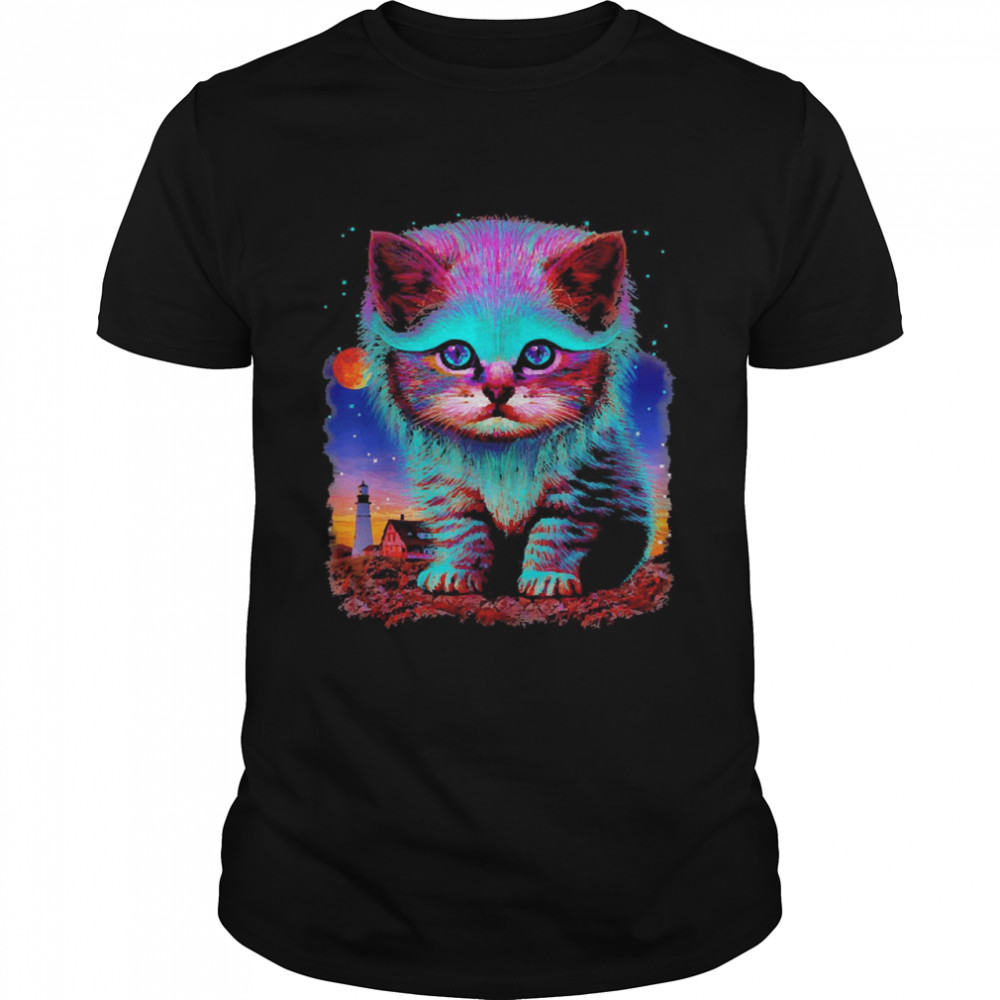 Alien Cat Galaxy Space Fantasy Cute Colorful Shirt
