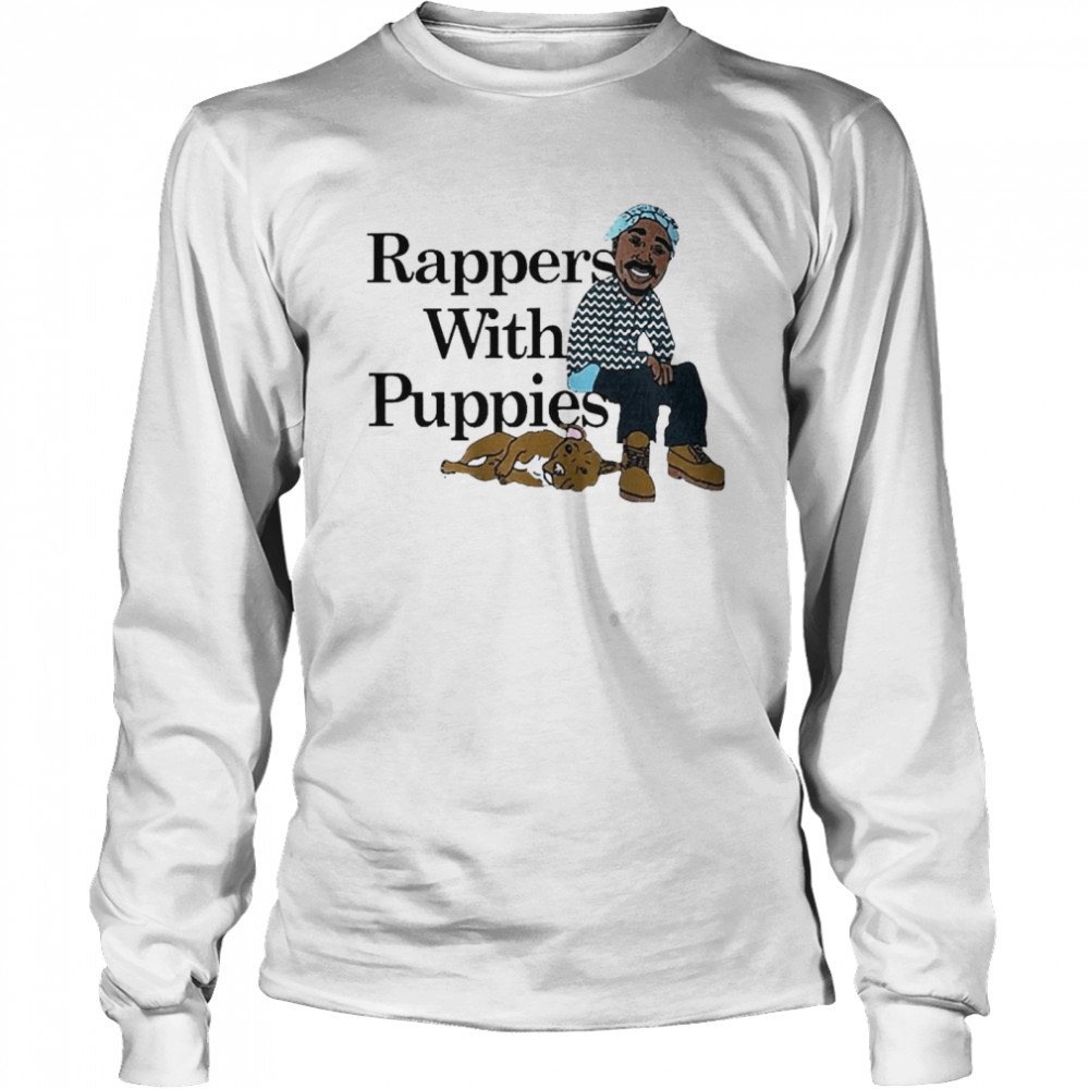 Rappers With Puppies Cartoon Pitbull Rap Lovers Long Sleeved T-shirt