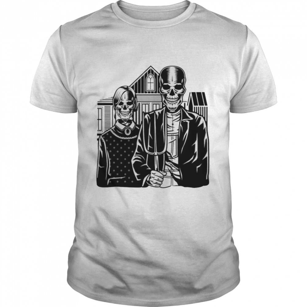 Skeleton Gothic House In Eldon Parody Of American shirt Classic Men's T-shirt