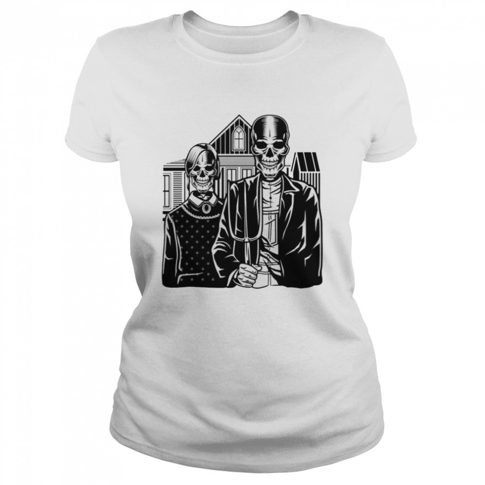 Skeleton Gothic House In Eldon Parody Of American shirt Classic Women's T-shirt