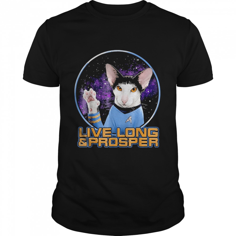Spock Cat Prosper And Live Long  Classic Men's T-shirt