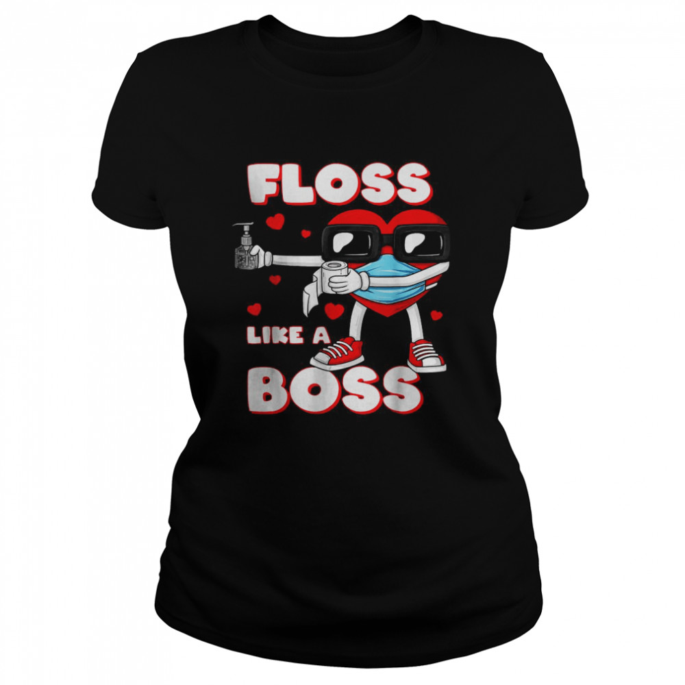 Valentines Day Floss Like A Boss Heart In A Mask Boys Kids T- Classic Women's T-shirt