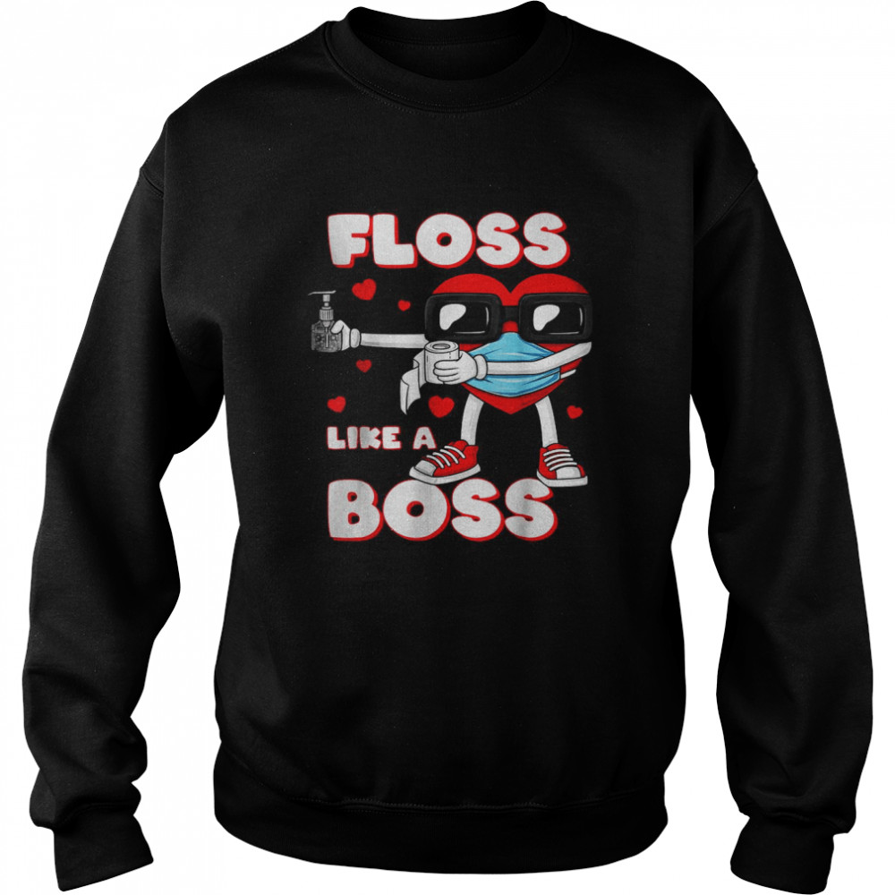 Valentines Day Floss Like A Boss Heart In A Mask Boys Kids T- Unisex Sweatshirt