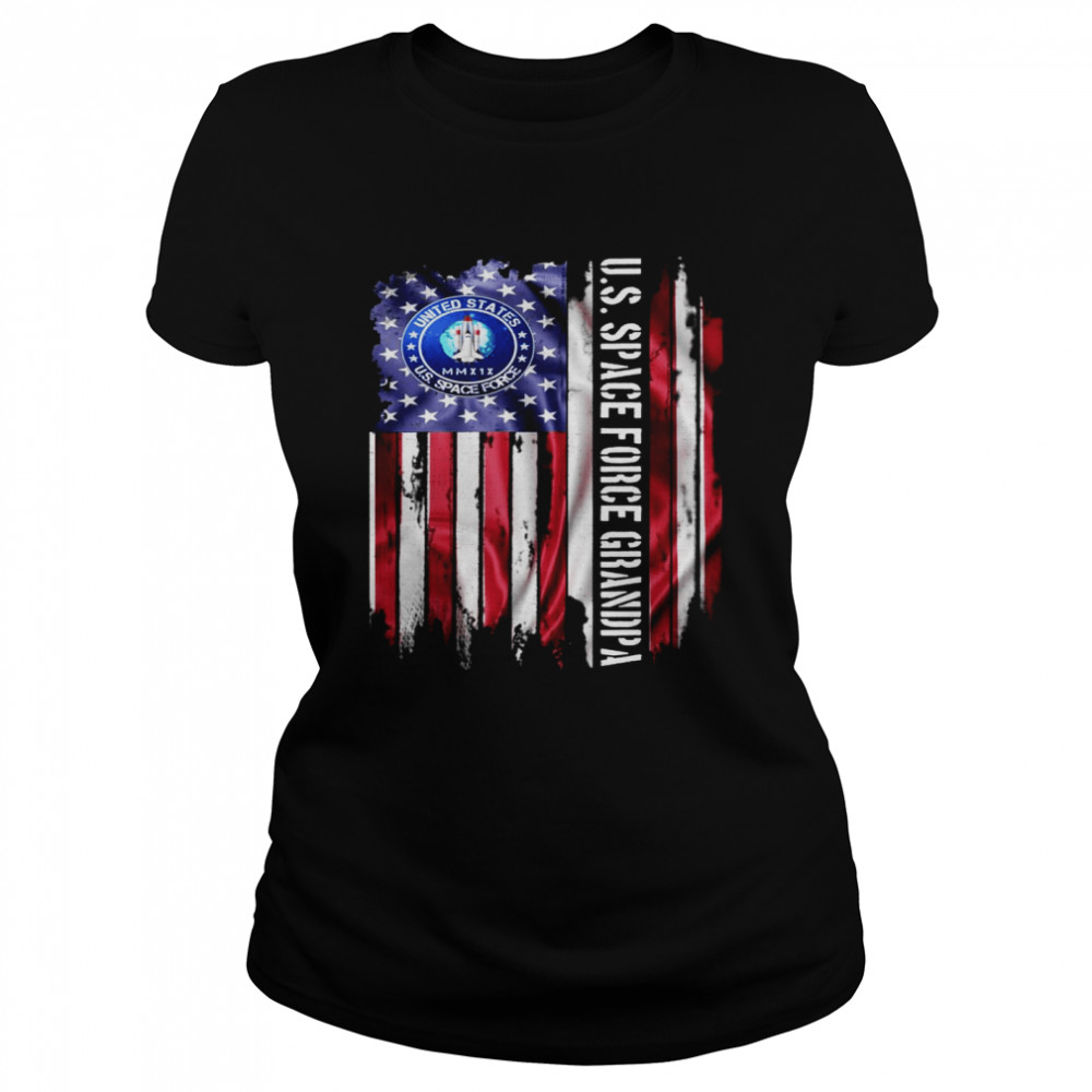 Vintage USA American Flag Proud US Space Force Grandpa Classic Women's T-shirt