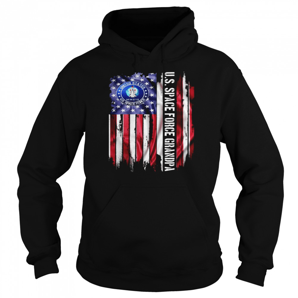 Vintage USA American Flag Proud US Space Force Grandpa Unisex Hoodie