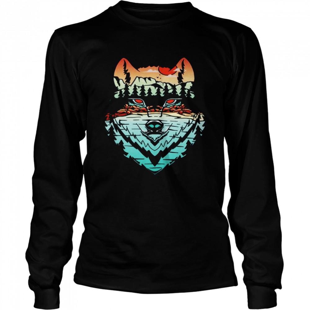 Wolf on forest background Long Sleeved T-shirt