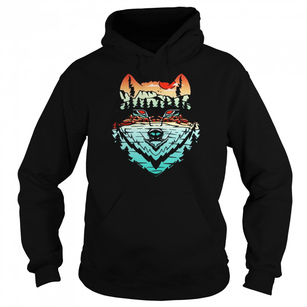 Wolf on forest background Unisex Hoodie