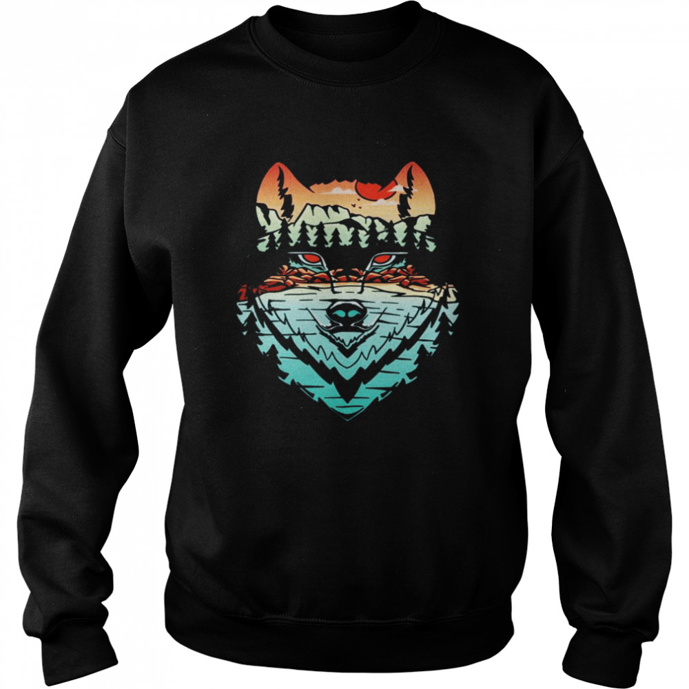 Wolf on forest background Unisex Sweatshirt