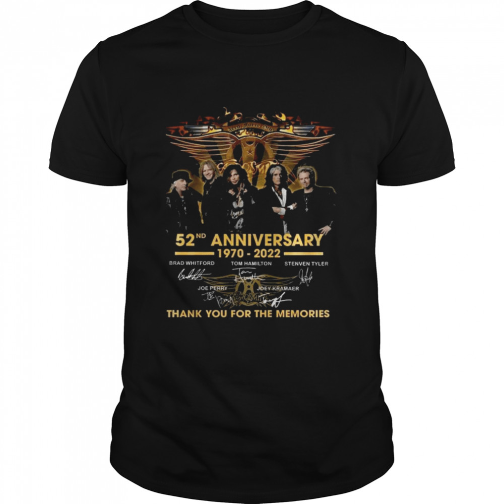 Aerosmith 52nd anniversary 1970 2022 signatures thank you for the memories shirt Classic Men's T-shirt