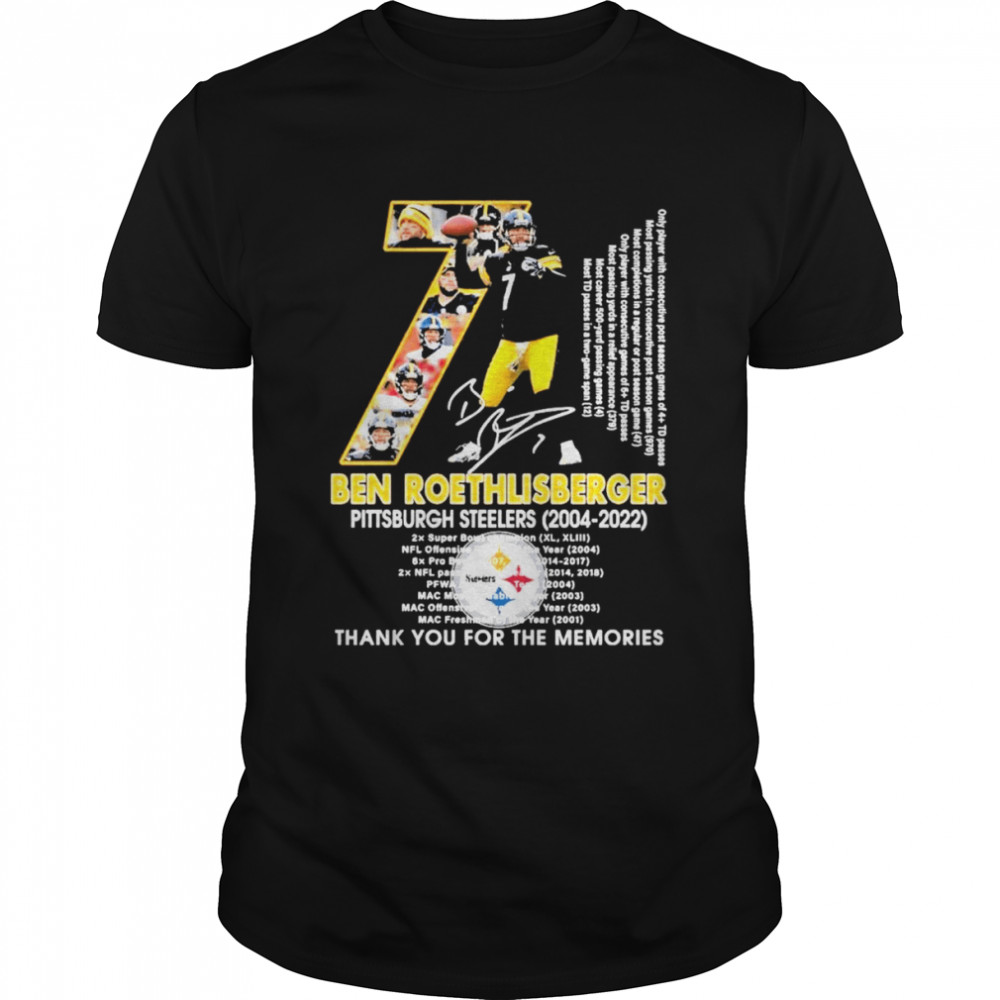 Ben Roethlisberger Steelers 2022 Thank You For The Memories Signature Classic Men's T-shirt