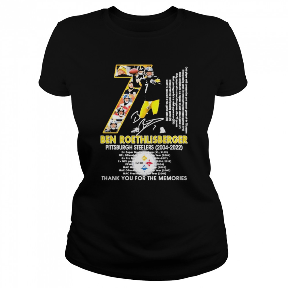 Ben Roethlisberger Steelers 2022 Thank You For The Memories Signature Classic Women's T-shirt