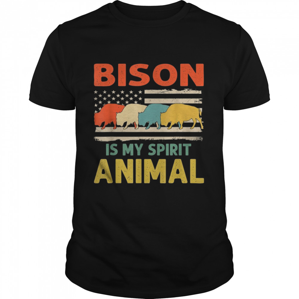 Bison Animals American Flag  Classic Men's T-shirt
