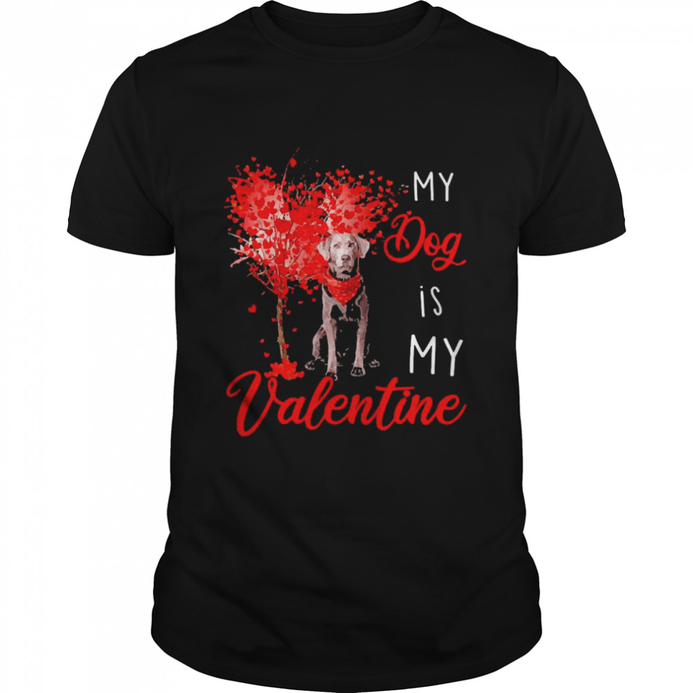 Heart Tree My Dog Is My Valentine Silver Labrador  Classic Men's T-shirt
