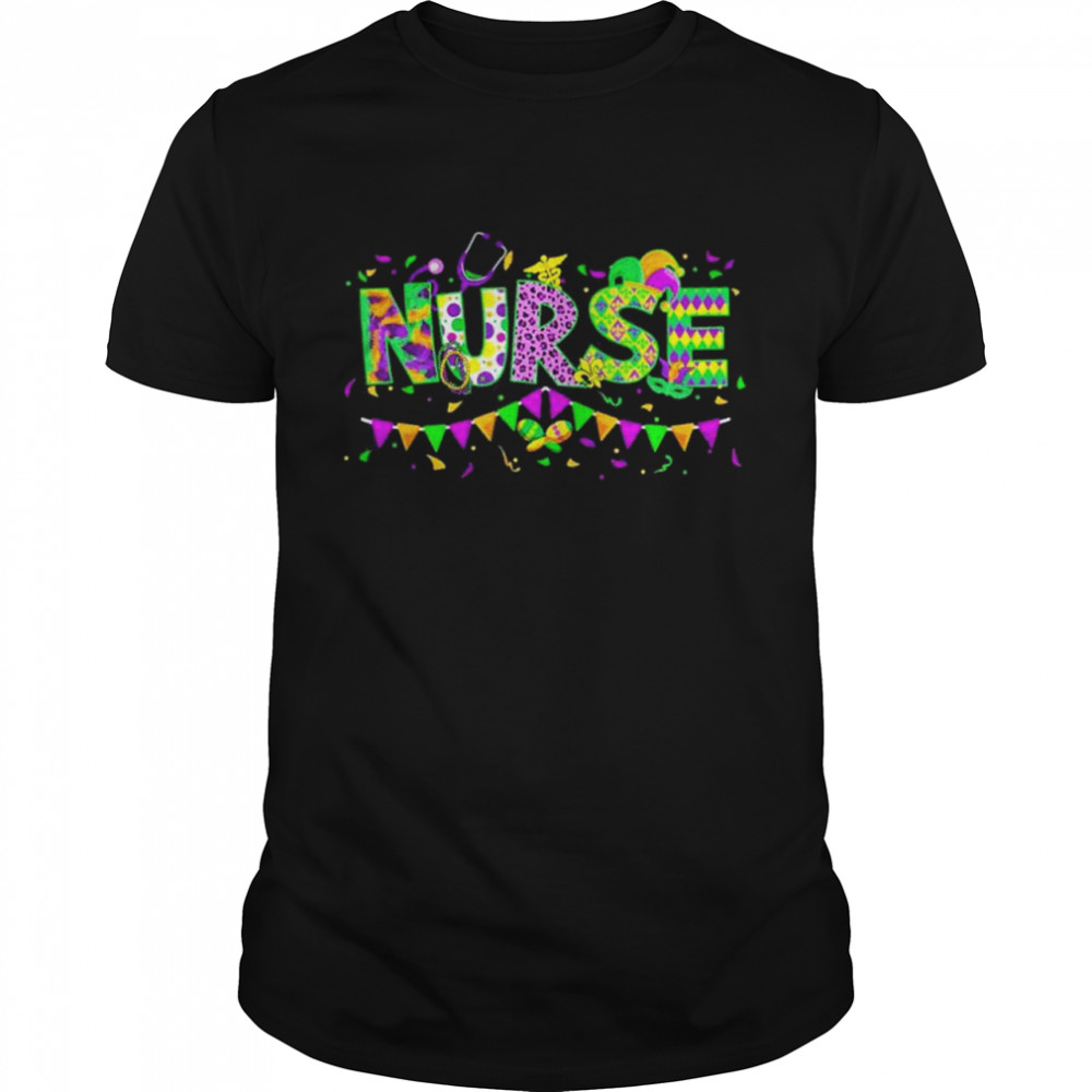 Leopard Mardi Gras Nurse Nursing School Apparel shirt Classic Men's T-shirt