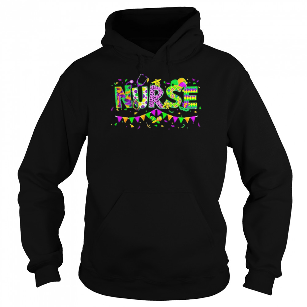 Leopard Mardi Gras Nurse Nursing School Apparel shirt Unisex Hoodie