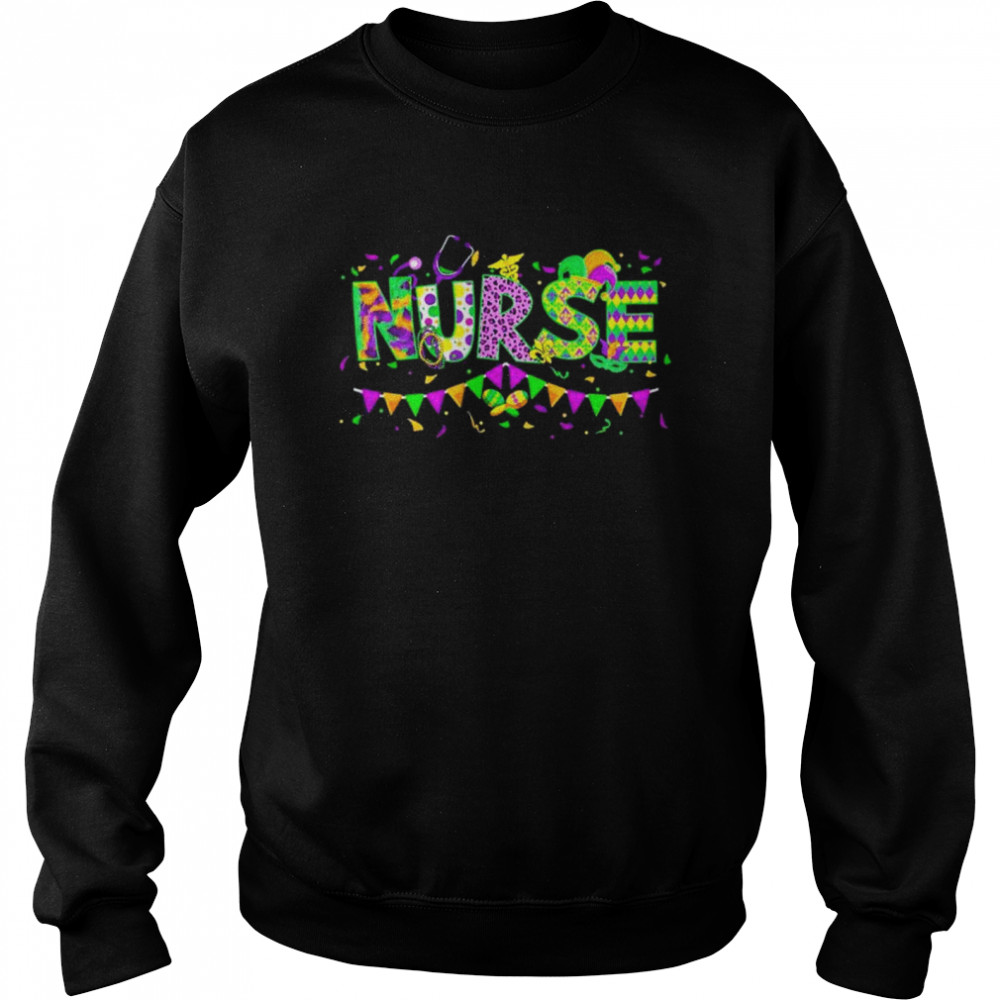 Leopard Mardi Gras Nurse Nursing School Apparel shirt Unisex Sweatshirt