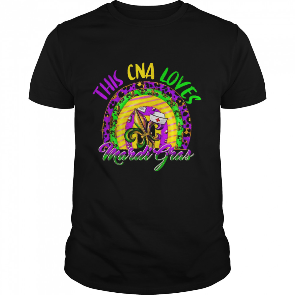 This CNA Loves Mardi Gras Leopard RainBow Nursing Shirt