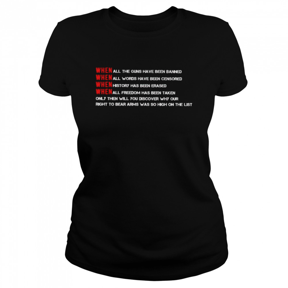 When all the guns have been banned only then will you discover shirt Classic Women's T-shirt