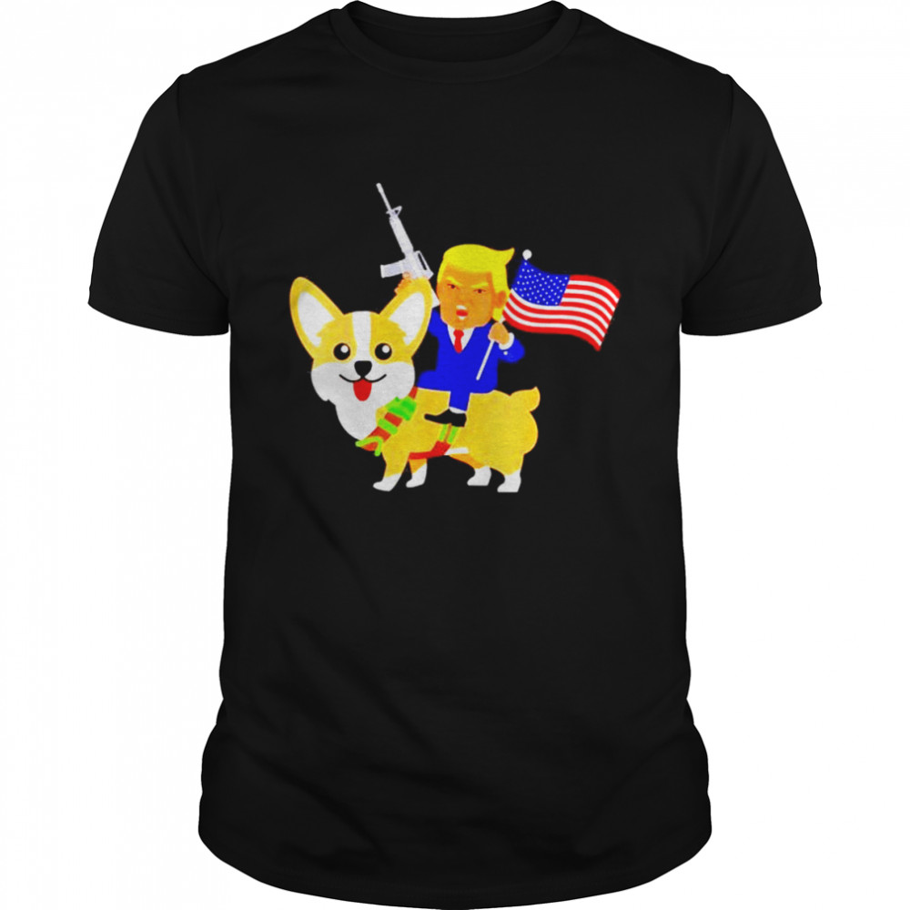 Trump Corgi Gun American 2024 Election Donald Dog Mom shirt Classic Men's T-shirt