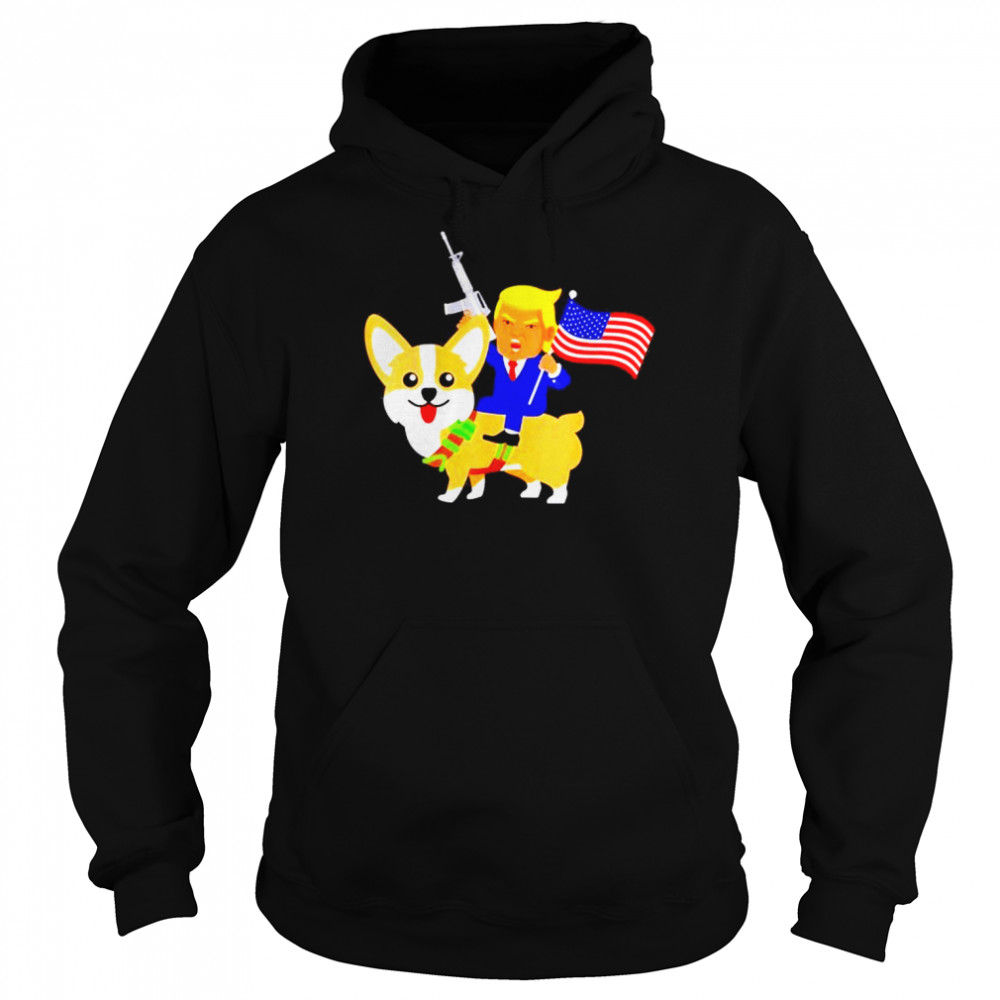 Trump Corgi Gun American 2024 Election Donald Dog Mom shirt Unisex Hoodie