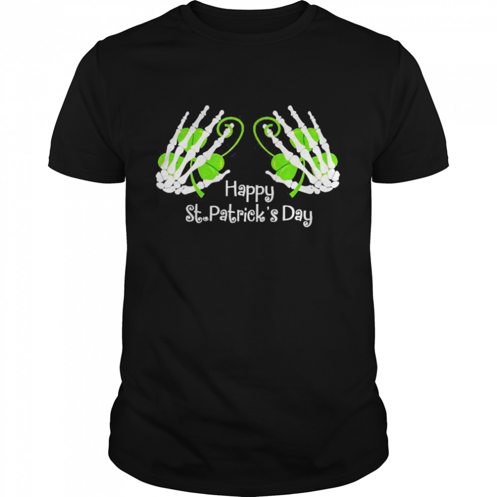 Happy St Patrick’s Day Irish Hand Bones Skeleton  Classic Men's T-shirt