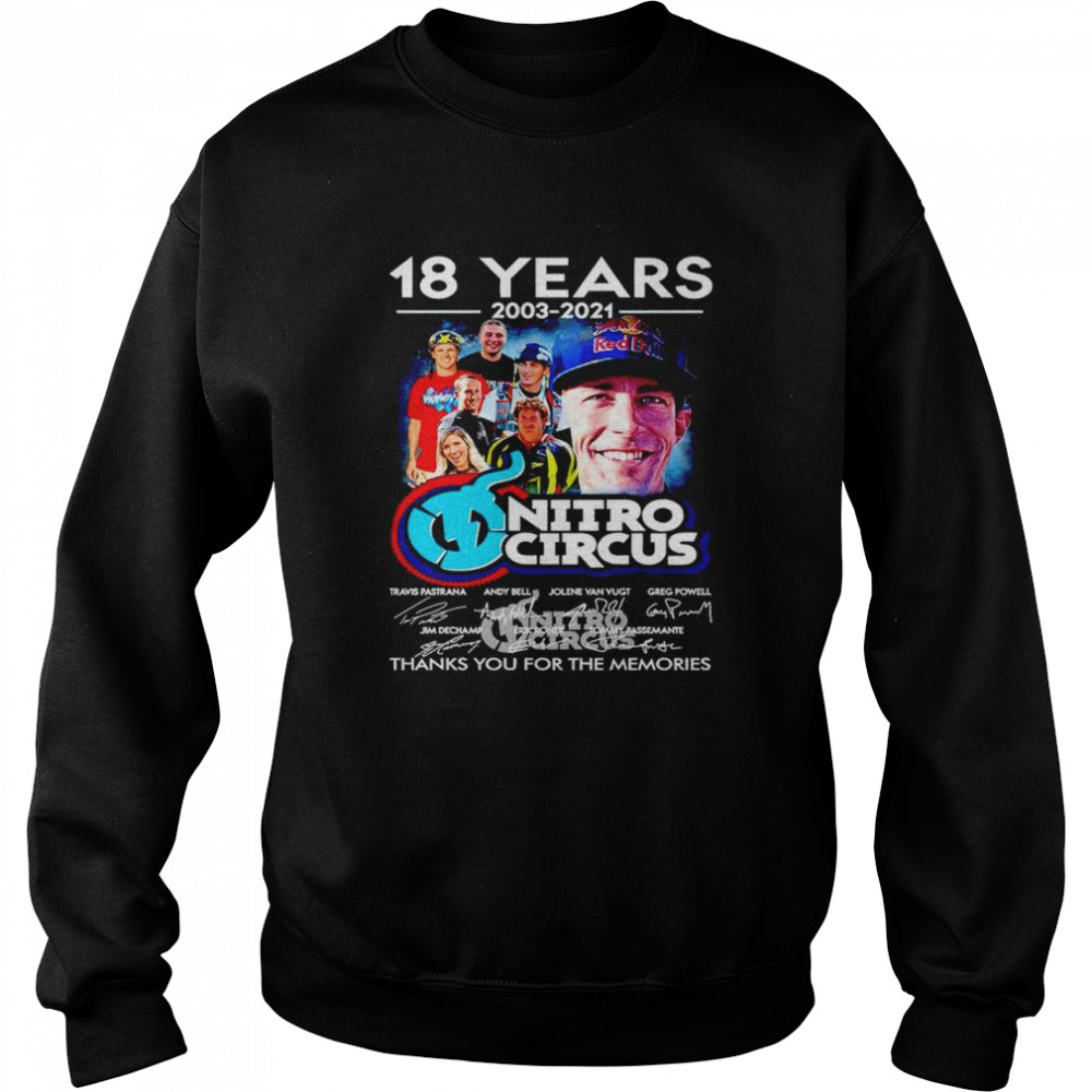 18 years 2003 2021 Nitro Circus thanks you for the memories shirt Unisex Sweatshirt