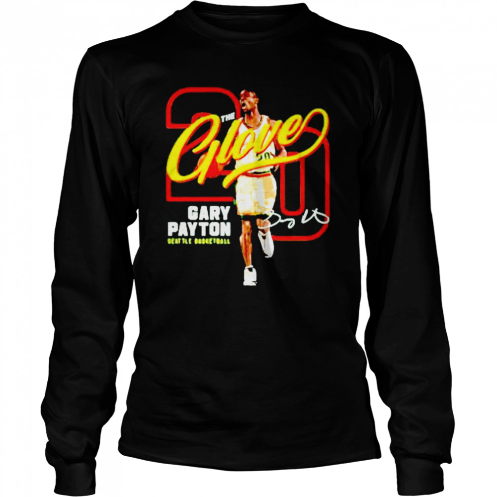 20 Gary Payton The Glove Seattle Basketball Signature Long Sleeved T-shirt