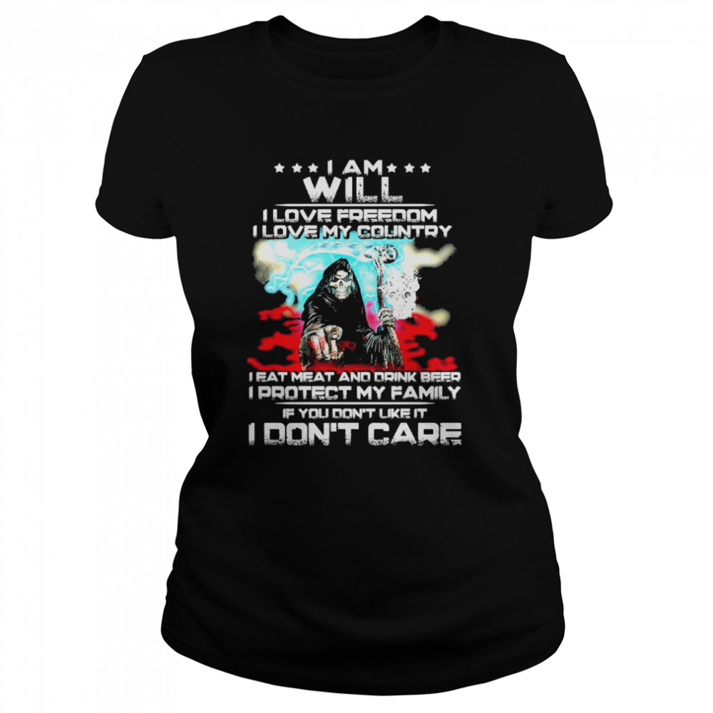 Death Skull I Am Will I Love Freedom L Love My Country Classic Women's T-shirt