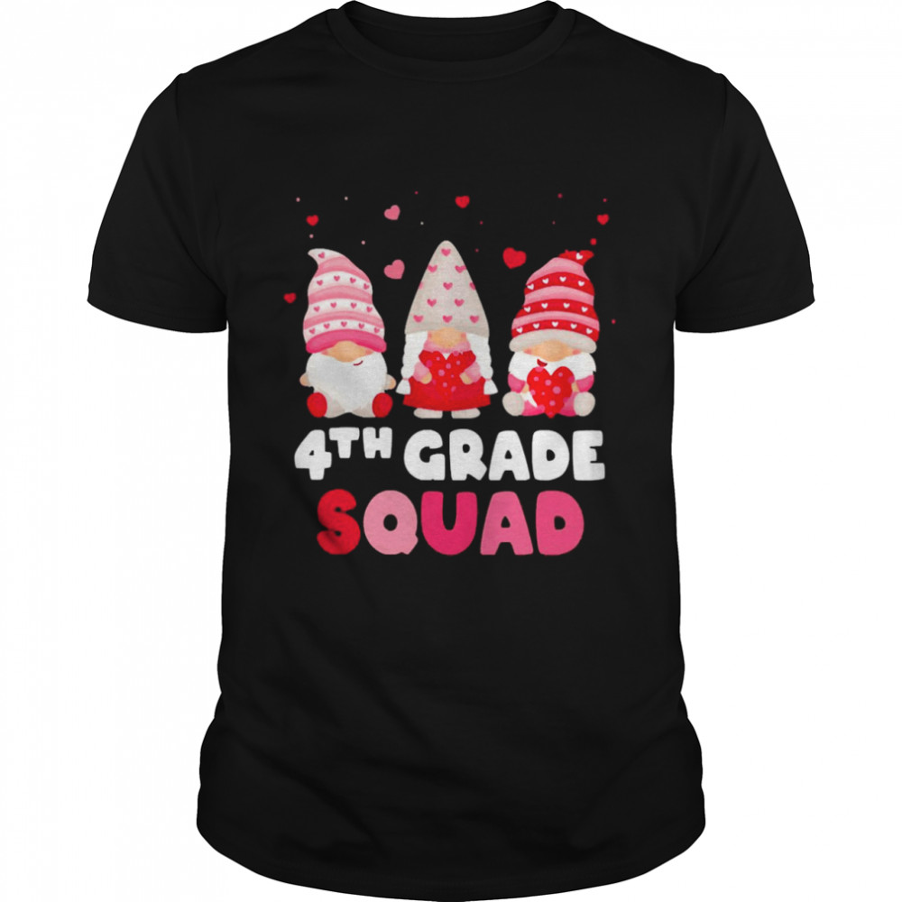Happy Valentines Day Gnome 4th Grade Squad Shirt