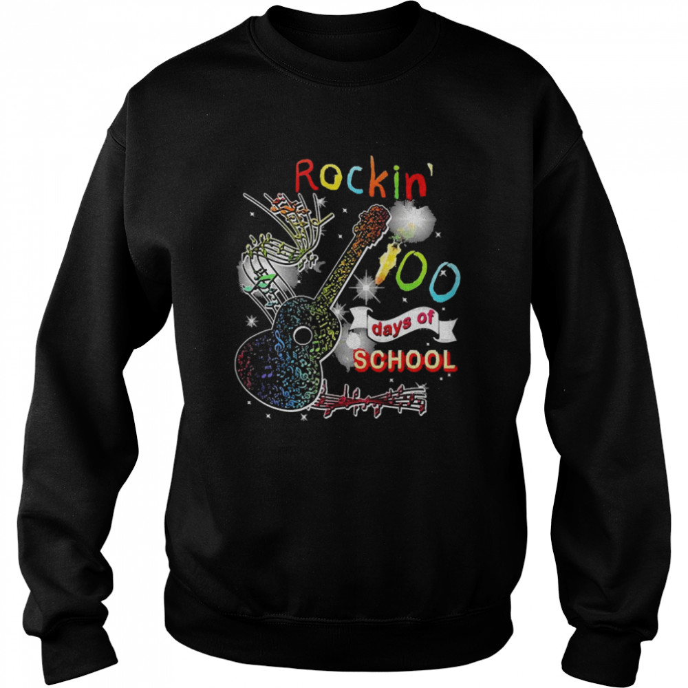 Rockin’ 100 Days Of School Guitar Student Music Teacher Unisex Sweatshirt