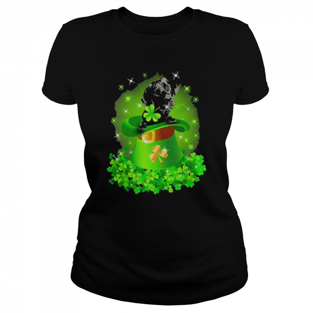 St. Patricks Day Shamrock Lucky Hat Black Labrador Dogs Classic Women's T-shirt