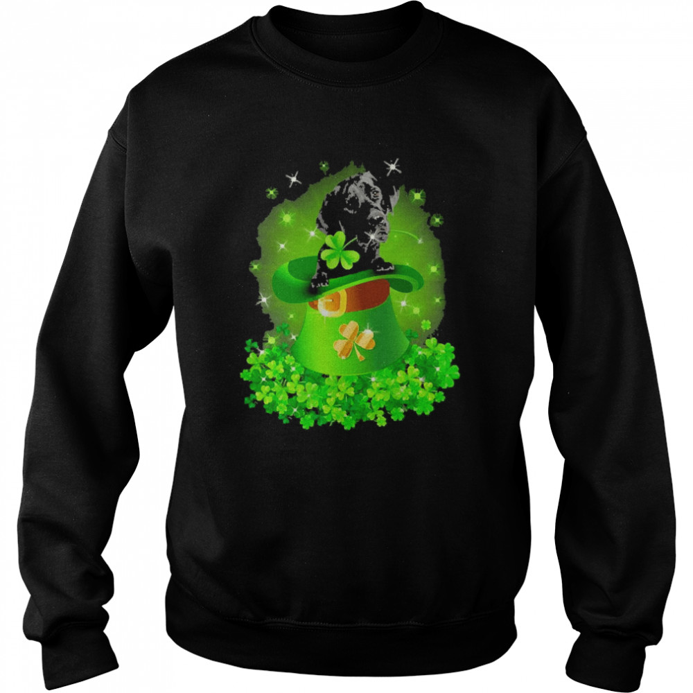 St. Patricks Day Shamrock Lucky Hat Black Labrador Dogs Unisex Sweatshirt