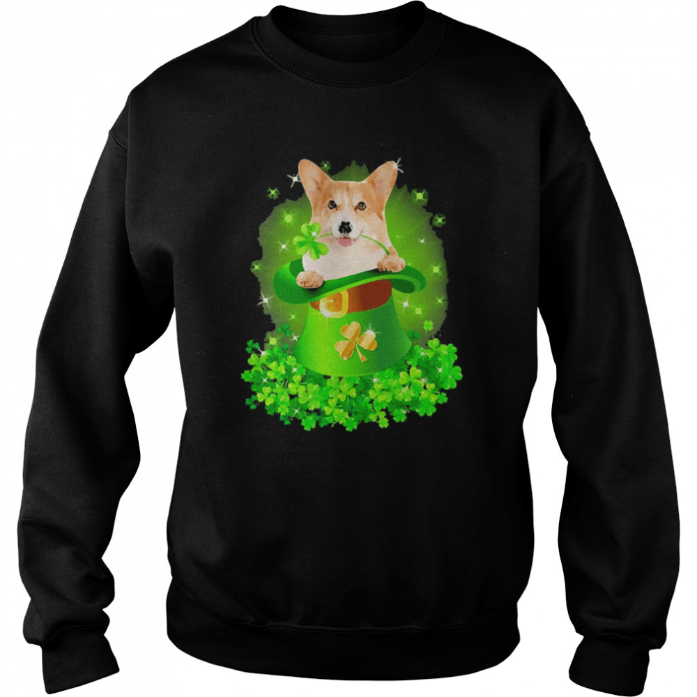 St. Patricks Day Shamrock Lucky Hat Corgi Dogs Unisex Sweatshirt