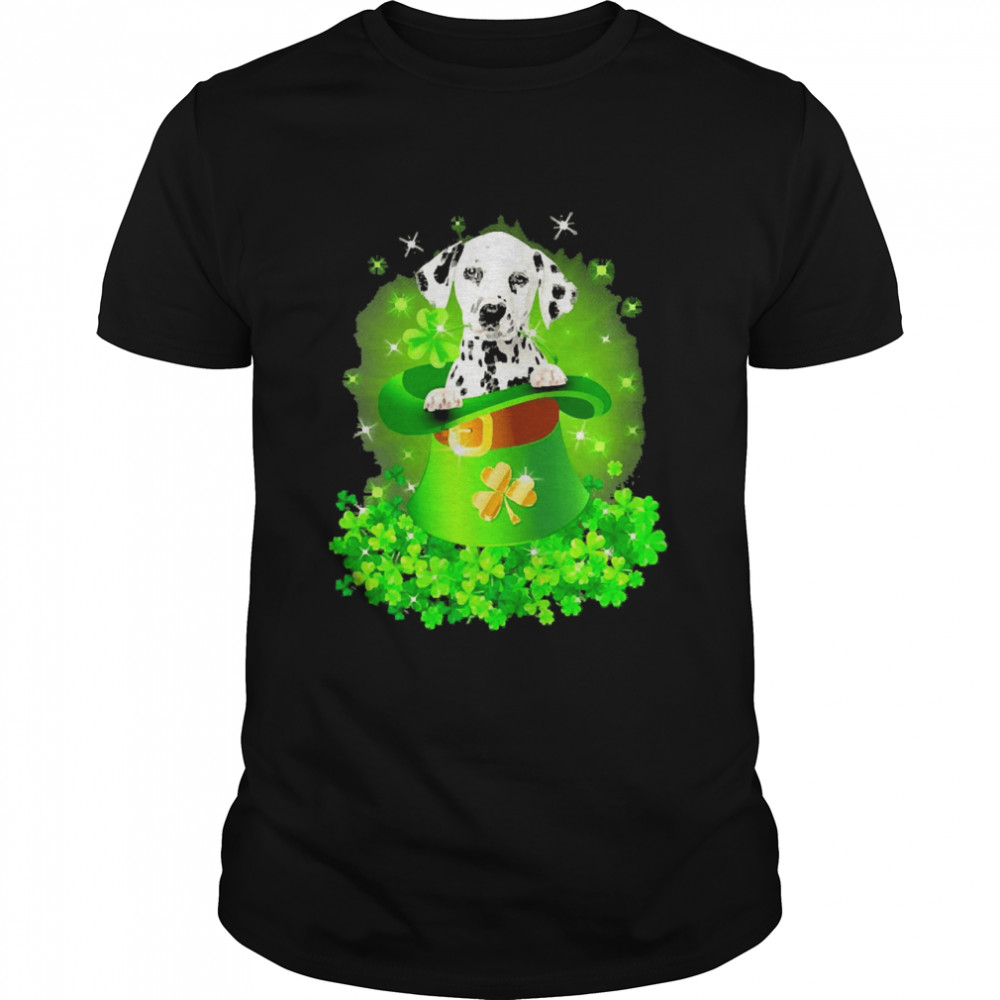 St. Patricks Day Shamrock Lucky Hat Dalmatian Dogs Classic Men's T-shirt