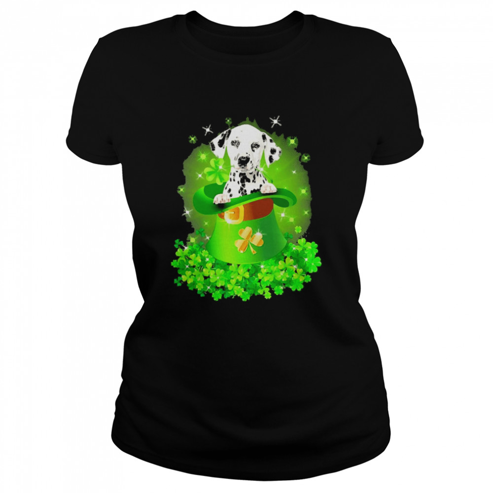 St. Patricks Day Shamrock Lucky Hat Dalmatian Dogs Classic Women's T-shirt