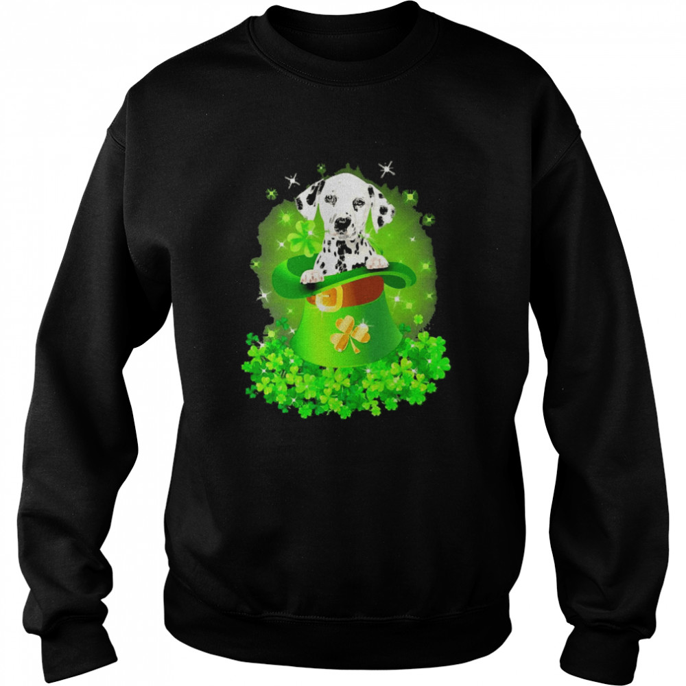 St. Patricks Day Shamrock Lucky Hat Dalmatian Dogs Unisex Sweatshirt