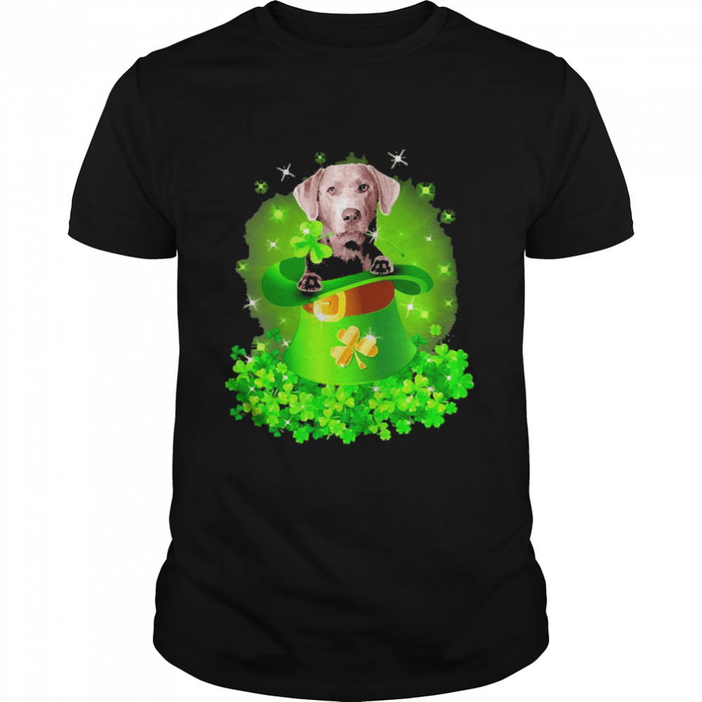 St. Patricks Day Shamrock Lucky Hat Silver Labrador Dogs Classic Men's T-shirt