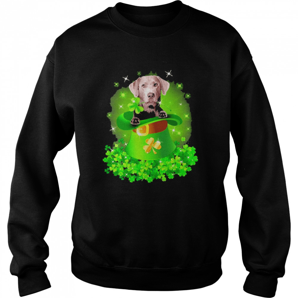 St. Patricks Day Shamrock Lucky Hat Silver Labrador Dogs Unisex Sweatshirt