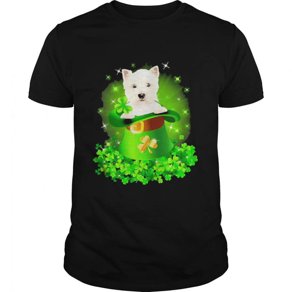 St. Patricks Day Shamrock Lucky Hat West Highland White Terrier Dogs Shirt