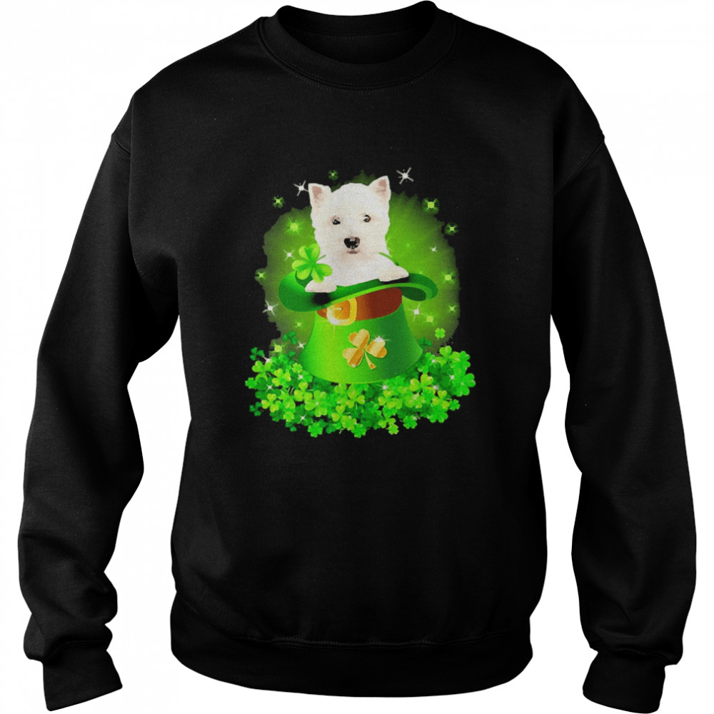 St. Patricks Day Shamrock Lucky Hat West Highland White Terrier Dogs Unisex Sweatshirt