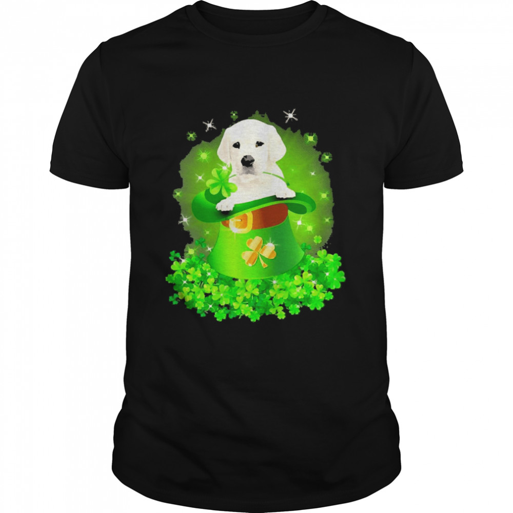 St. Patricks Day Shamrock Lucky Hat White Labrador Dogs Classic Men's T-shirt