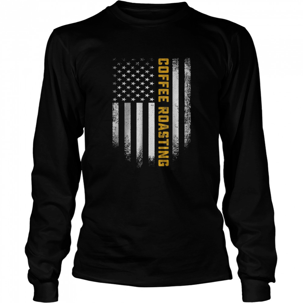 Vintage American Flag Coffee Roasting Long Sleeved T-shirt