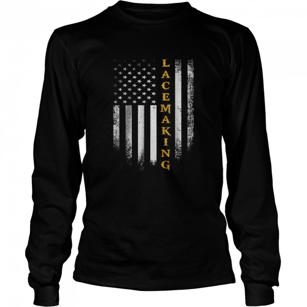 Vintage USA American Flag Lace Making Lace Maker T- Long Sleeved T-shirt