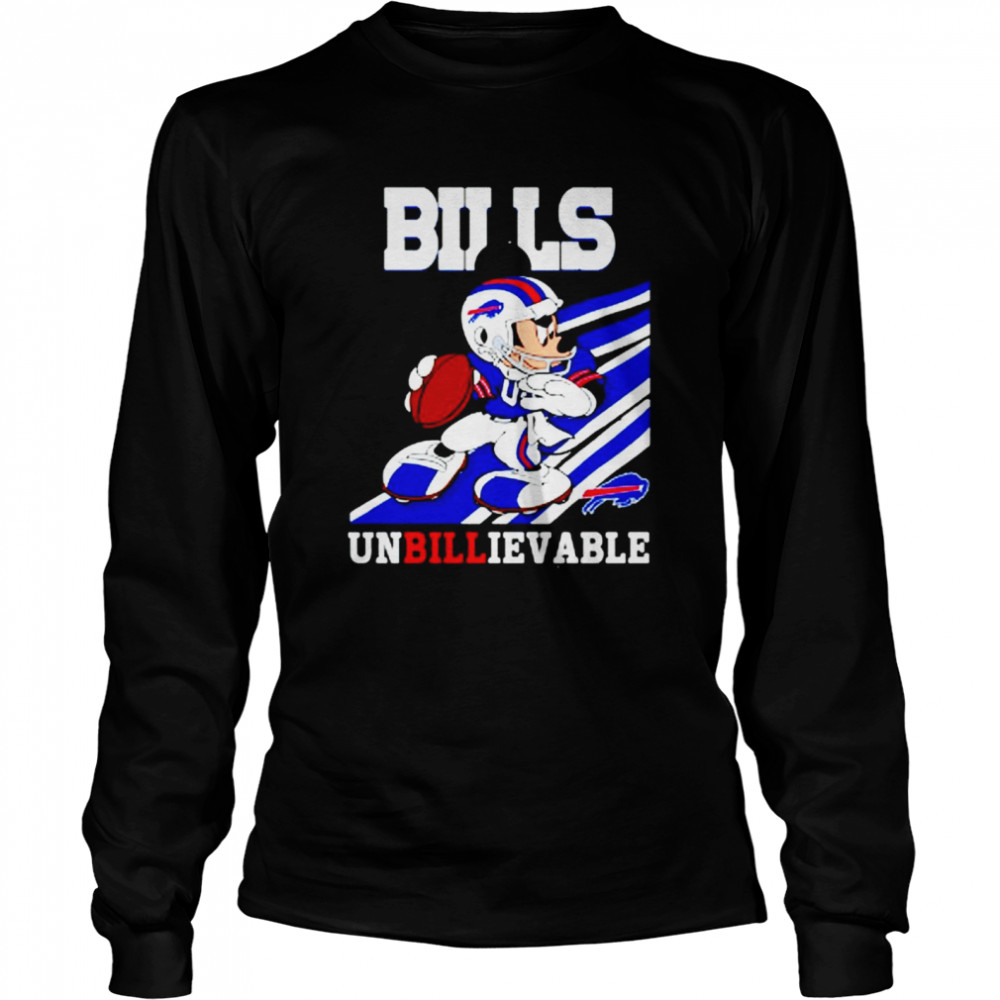 Buffalo Bills Slogan Unbillievable Mickey Mouse NFL T-shirt Long Sleeved T-shirt