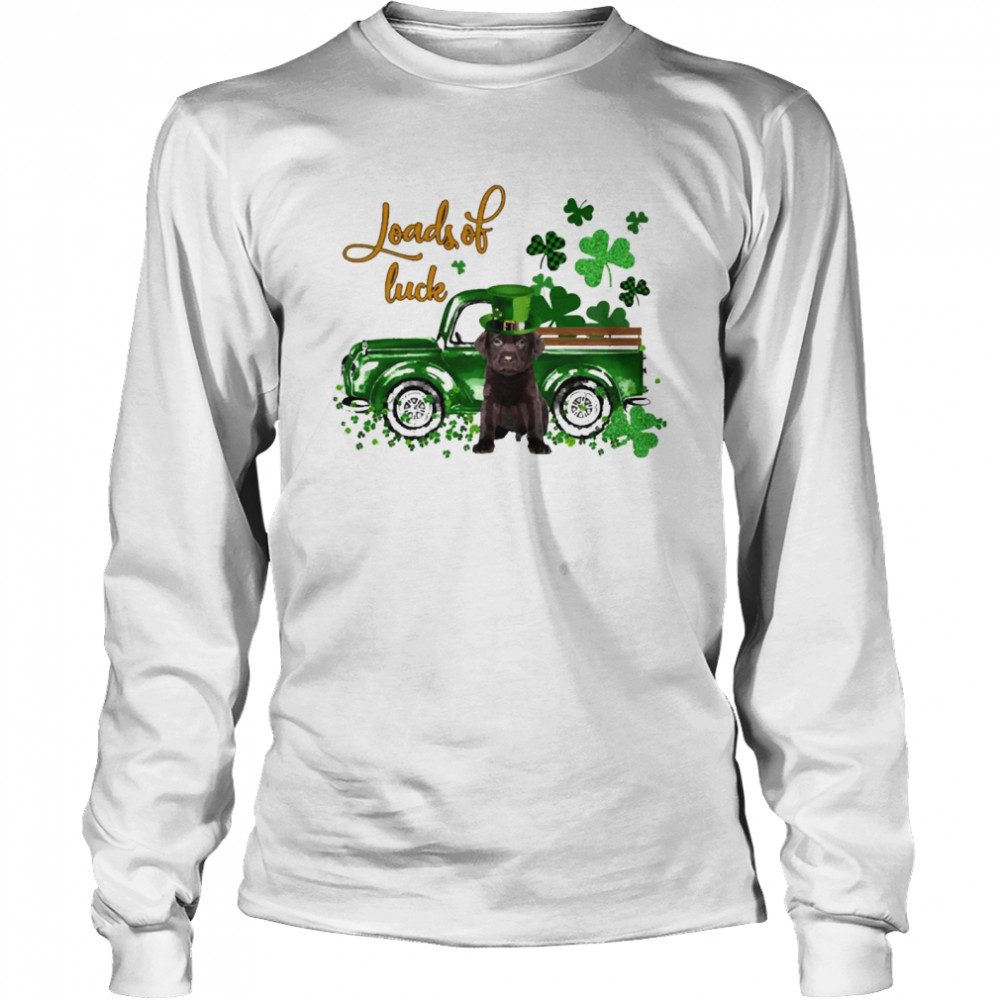 Happy Patricks Day Loads Of Luck Chocolate Labrador Dog Long Sleeved T-shirt